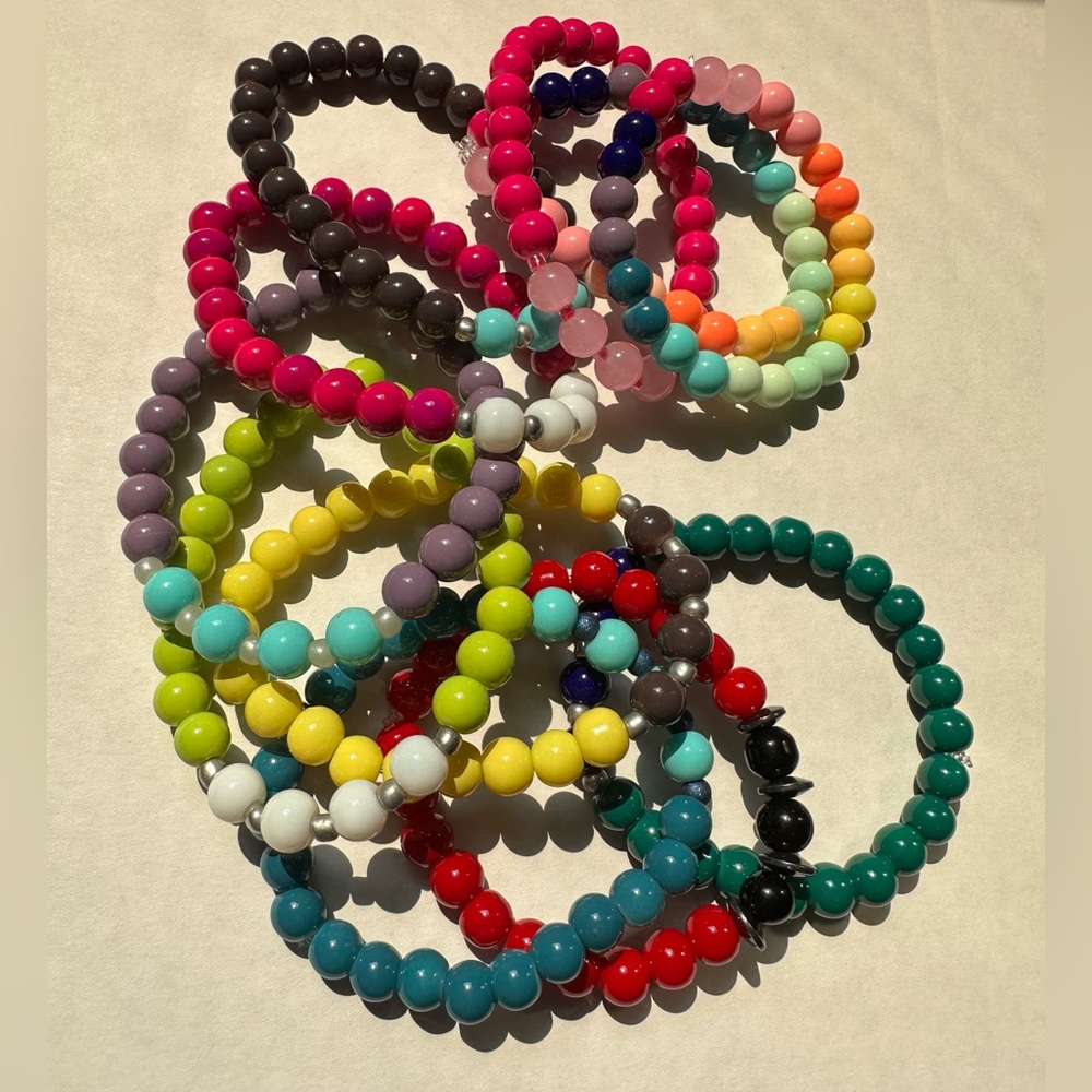 Handmade glass bead bracelet.